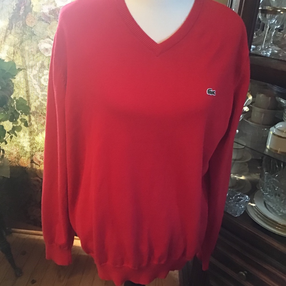 Men’s red Lacoste v neck